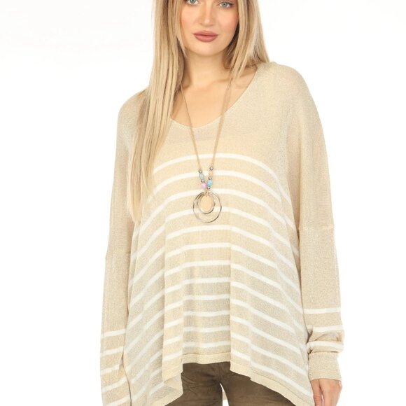 Gold horizontal strips Shiny Top - Picture 2 of 11